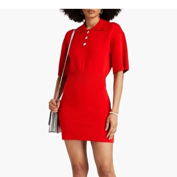 Sandro Red Knit Mini Dress - Picture 3 of 4